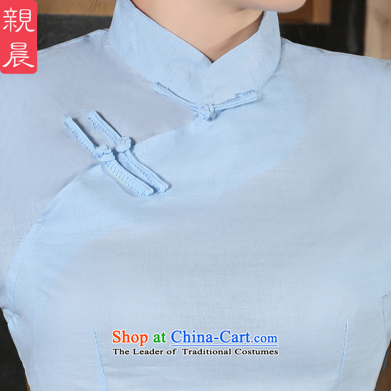 The pro-am new cheongsam shirt 2015 Fall/Winter Collections Improved Female Chinese Tang dynasty retro cotton Linen Dress Shirt +P0011 skirts , L, pro-am , , , shopping on the Internet