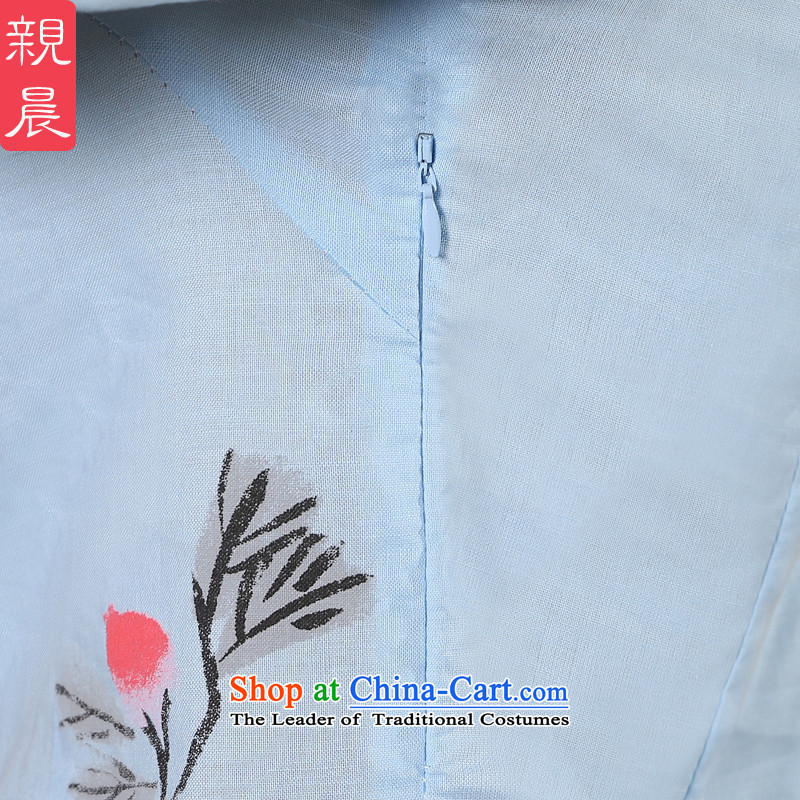 The pro-am new cheongsam shirt 2015 Fall/Winter Collections Improved Female Chinese Tang dynasty retro cotton Linen Dress Shirt +P0011 skirts , L, pro-am , , , shopping on the Internet