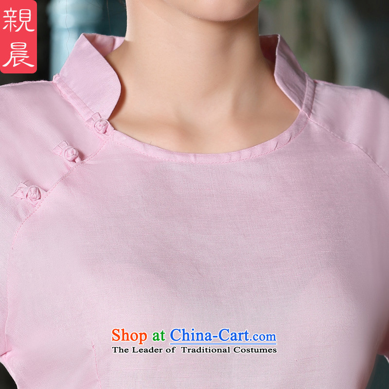 The pro-am new daily qipao shirt for summer 2015 improved stylish cotton linen cheongsam dress female Chinese Tang blouses + skirts XL, pro-am , , , shopping on the Internet