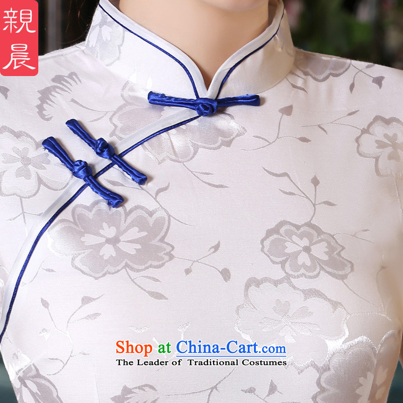The pro-am porcelain cotton qipao new 2015 summer daily improvement in the medium to long term, Sepia cheongsam dress female pro-am, L, color pictures , , , shopping on the Internet