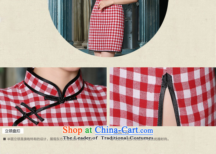 The pro-am new cotton linen dresses, 2015 summer short improvement of the Republic of Korea Air-to-day stylish Chinese cheongsam dress emblazoned with the Red Grid M pictures, prices, brand platters! The elections are supplied in the national character of distribution, so action, buy now enjoy more preferential! As soon as possible.