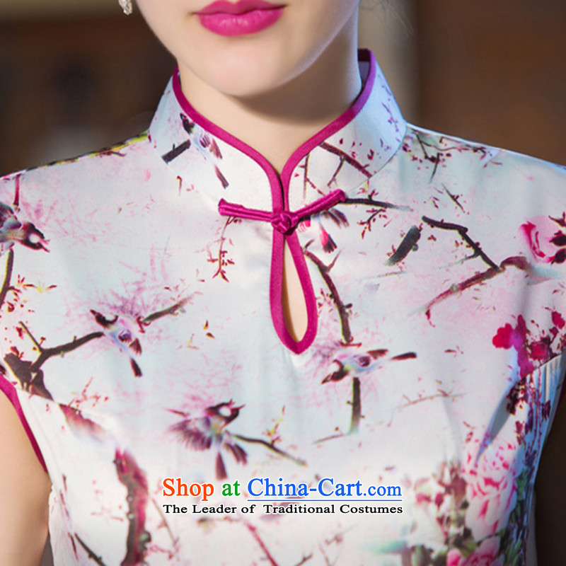 It new cheongsam dress Chinese water droplets Mock-neck Ms. retro graphics thin improved long gown incense strive daily qipao XL, floral shopping on the Internet has been pressed.