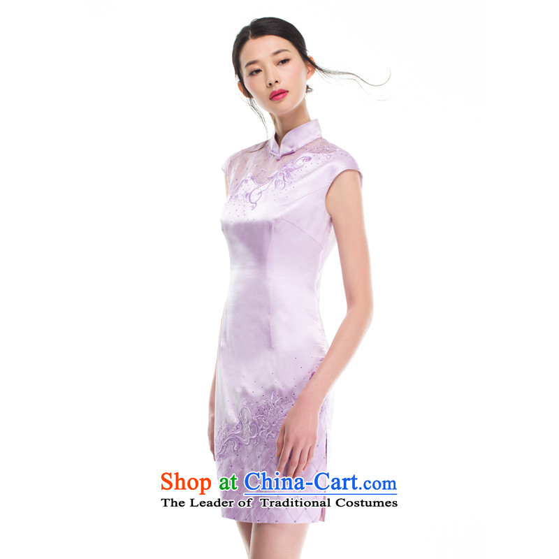 The 2015 summer wood really new stitching OSCE root yarn crystal embroidered drill elegance cheongsam dress 53408 Female 19 light pink , L, wooden really a , , , shopping on the Internet