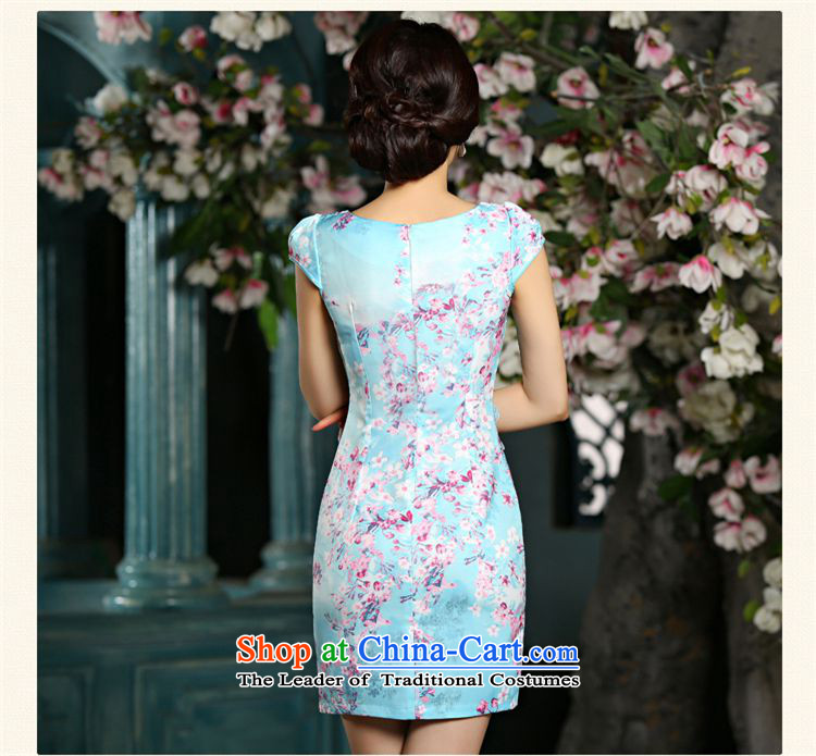 The 2015 summer, pickup stylish improved round-neck collar Sau San qipao Sau San video thin package and embroidery dresses Ms. elegant temperament fresh dress blue XL Photo, prices, brand platters! The elections are supplied in the national character of distribution, so action, buy now enjoy more preferential! As soon as possible.