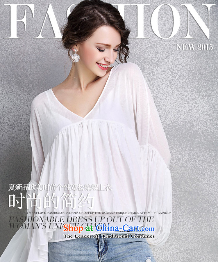 Orange Tysan *2015 early autumn female new clothes for larger women loose V-Neck lanterns cuff large white M, forming the Netherlands Picture, prices, brand platters! The elections are supplied in the national character of distribution, so action, buy now enjoy more preferential! As soon as possible.