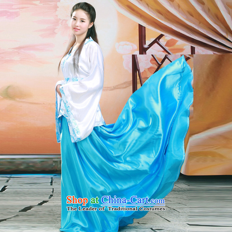 Syria classical Han-time female Han-track civil ancient clothing Han-girl summer improved Han-ju skirts and dress photo album Han-women's clothing girls skirt fairies princess serving light blue photo building are suitable for time code 160-175cm, Syrian