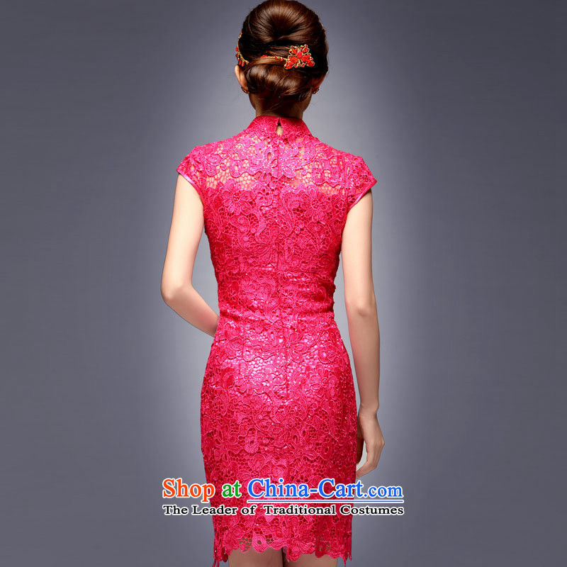Eason Chan point new 2015 ethnic betrothal services and sexy lace of Sau San short of marriage red cheongsam dress bows of red XL, Yik-point , , , shopping on the Internet