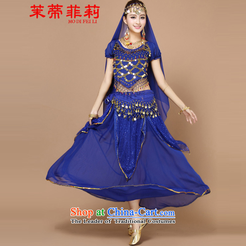 Energy Tifi Li belly dancing Kit 2015 new ethnic women's belly dance exercise will serve Indian dance Blue 5 piece set