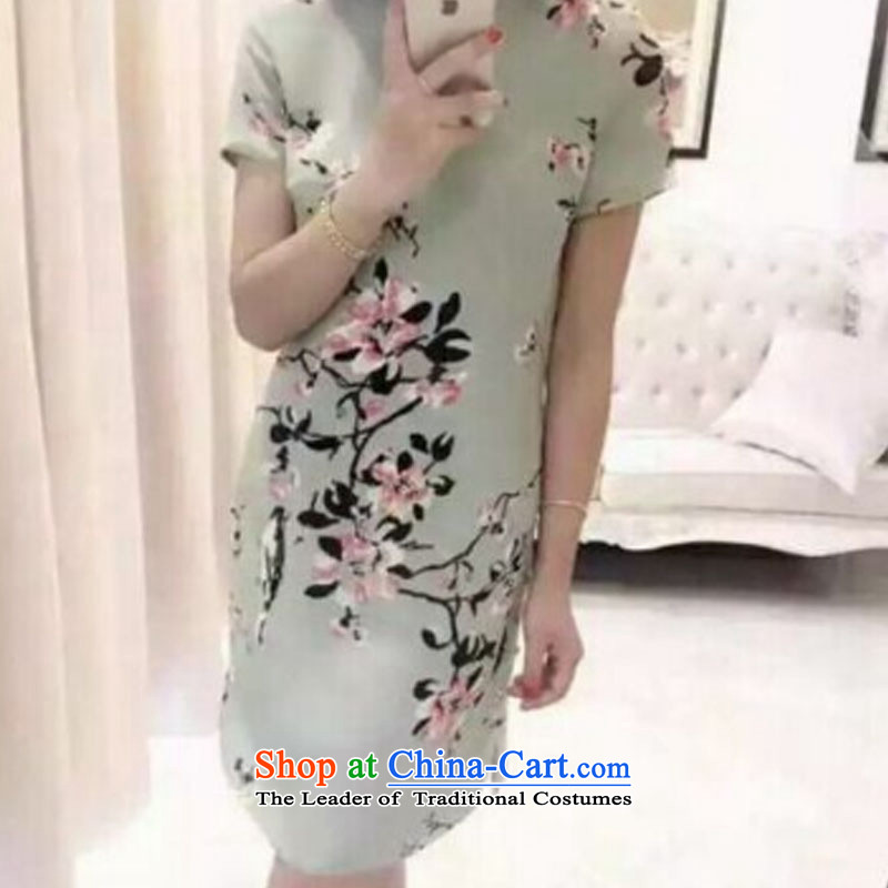 Hong Tai spring  δ retro stamp cheongsam dress suit short-sleeved dresses Bai B2048298086 green M, Hong Tai spring (hongtaichuntian) , , , shopping on the Internet