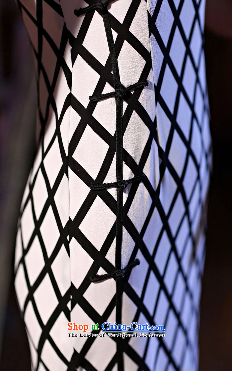 The five senses of the new spring 2015 figure of retro improved Sleek and Sexy black and white checkered long qipao everyday dress summer women's checkered picture XL, prices, brand platters! The elections are supplied in the national character of distribution, so action, buy now enjoy more preferential! As soon as possible.