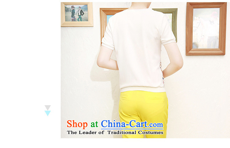 Orange Tysan *2015 summer new round-neck collar short-sleeved T-shirt chiffon stamp T-shirt pencil trousers 9 to the Sau San trousers two kits BY2059 picture color S picture, prices, brand platters! The elections are supplied in the national character of distribution, so action, buy now enjoy more preferential! As soon as possible.