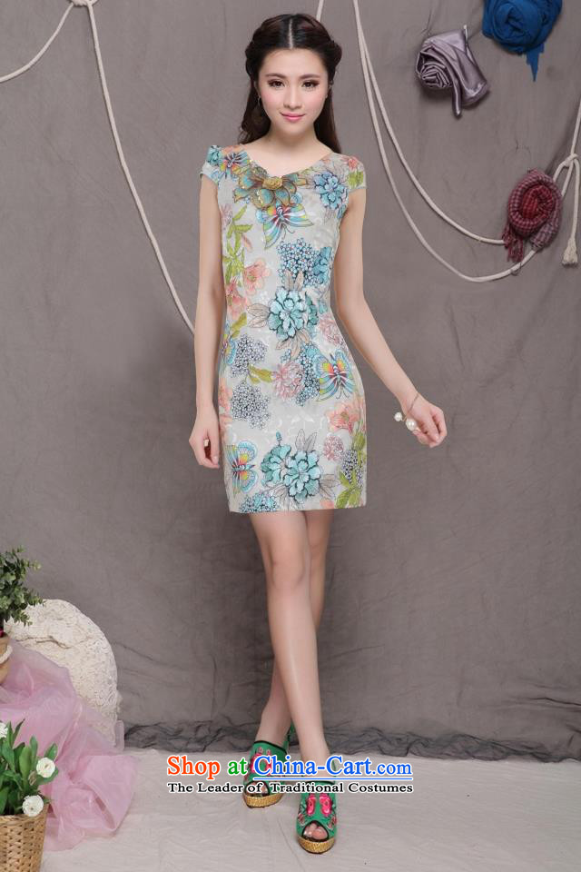 Ya Yun Lin 2015 Chinese qipao stylish qipao embroidered dress retro Sau San video thin cheongsam apricot color has been shipping M picture, prices, brand platters! The elections are supplied in the national character of distribution, so action, buy now enjoy more preferential! As soon as possible.