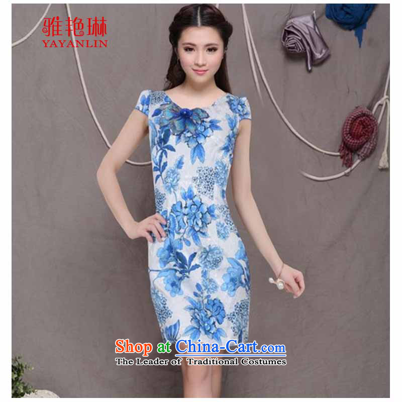 Ya Yun Lin 2015 Chinese qipao stylish qipao embroidered dress retro Sau San video thin cheongsam apricot color has been shipping M Nga Yun Lin (YAYANLIN) , , , shopping on the Internet