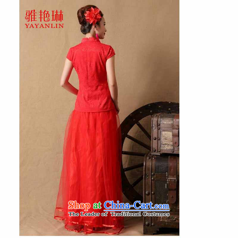 Ya Yun Lin 2015 marriages gift cheongsam dress red long bows evening dress stylish W2F C2090-6646 RED XL, Nga Yun Lin (YAYANLIN) , , , shopping on the Internet