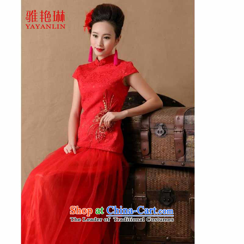 Ya Yun Lin 2015 marriages gift cheongsam dress red long bows evening dress stylish W2F C2090-6646 RED XL, Nga Yun Lin (YAYANLIN) , , , shopping on the Internet