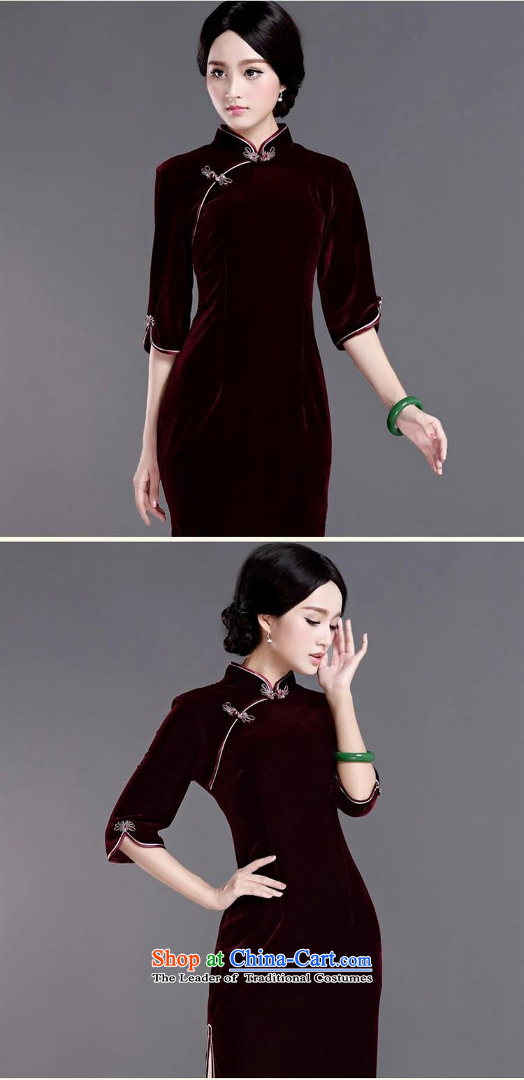 Gold velour robes in Pure pigment long cheongsam dress marriage services in the summer and autumn dresses bows purple M picture, prices, brand platters! The elections are supplied in the national character of distribution, so action, buy now enjoy more preferential! As soon as possible.