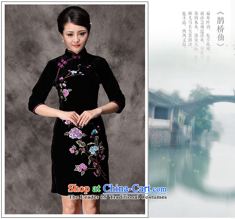 2015 Spring New Products retro-cashmere middle-aged moms embroidery Phillips qipao marriage banquet dress in black uniforms show cuff XXL pictures, prices, brand platters! The elections are supplied in the national character of distribution, so action, buy now enjoy more preferential! As soon as possible.