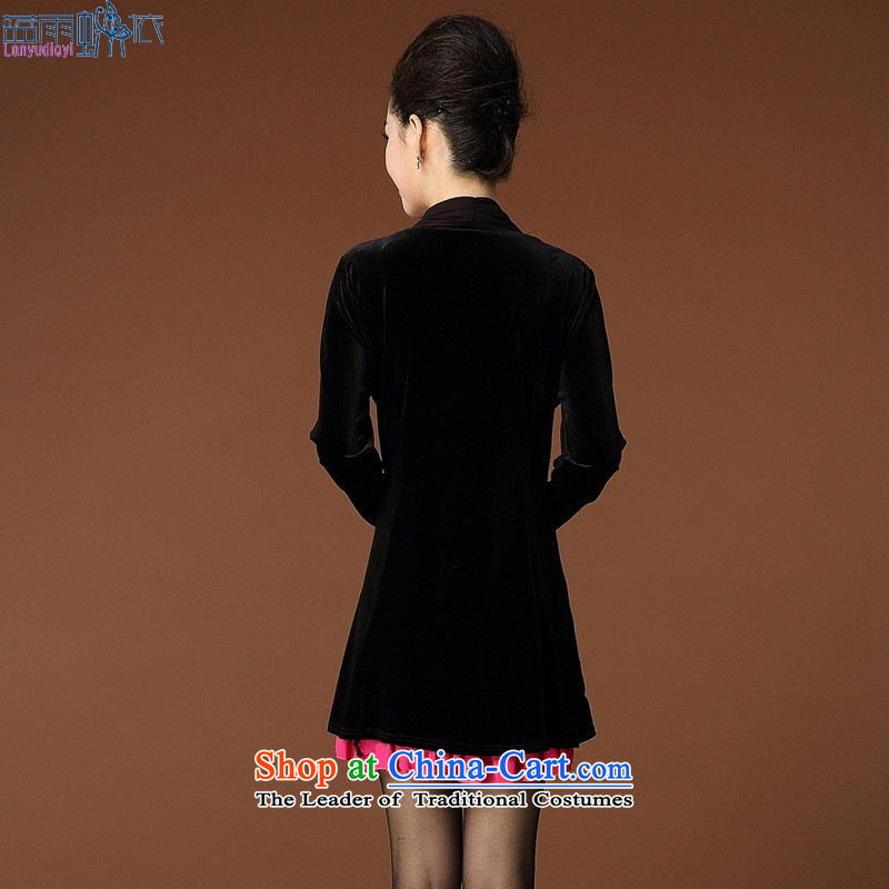 The autumn 2015 new products for larger women leave two long-sleeved shirt in the older embroidery Kim velvet 4XL, black and red blue rain butterfly according to , , , shopping on the Internet