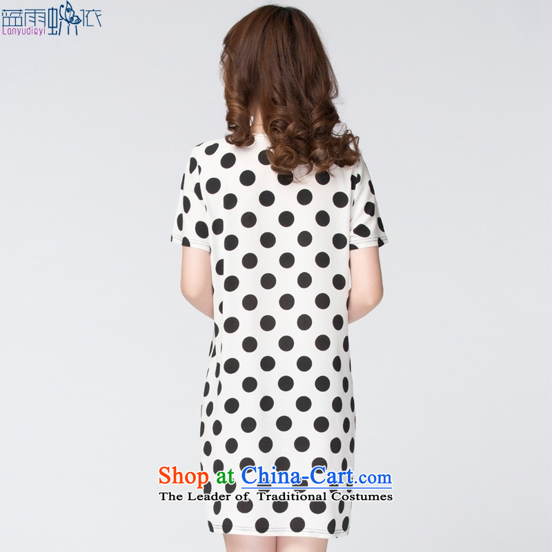 The Korean version of large stylish 2015 Code women new stamp major waves of snow woven dresses Sau San large black rain butterfly according to blue XXXL, shopping on the Internet has been pressed.