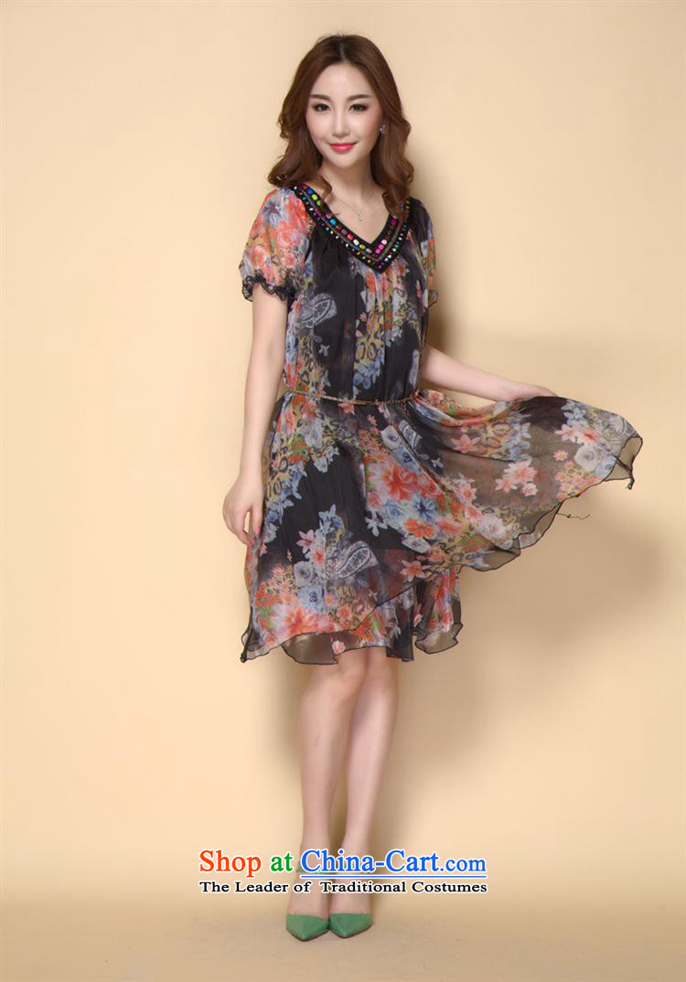 2015 Summer new larger female thick MM loose stamp graphics thin temperament dresses black XXL picture, prices, brand platters! The elections are supplied in the national character of distribution, so action, buy now enjoy more preferential! As soon as possible.