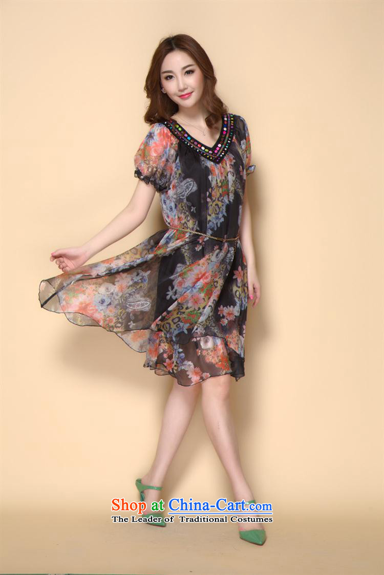 2015 Summer new larger female thick MM loose stamp graphics thin temperament dresses black XXL picture, prices, brand platters! The elections are supplied in the national character of distribution, so action, buy now enjoy more preferential! As soon as possible.
