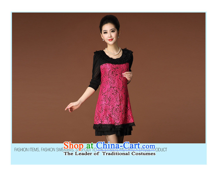 2015 Autumn and winter lace collar mesh sleeve embroidery larger women's mother load Foutune of elderly people in the Sau San Pink dresses XXXL picture, prices, brand platters! The elections are supplied in the national character of distribution, so action, buy now enjoy more preferential! As soon as possible.