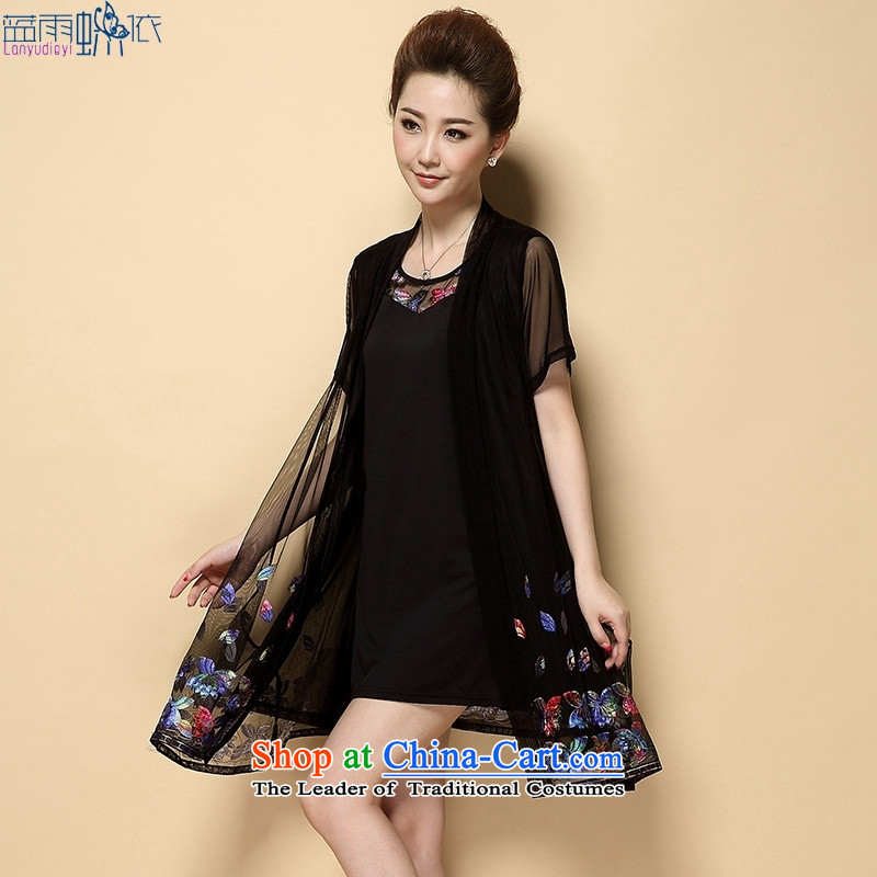 The contributions to the 2015 Summer thin ground cardigan kit lace larger women in older dresses picture color blue rain butterfly to XL, , , , shopping on the Internet