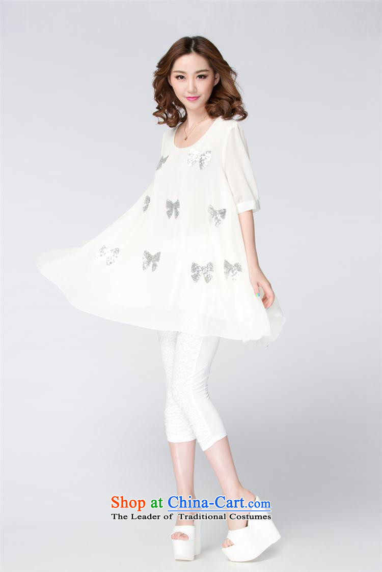Large 2015 Women's Summer new Korean loose stamp chiffon dress code XXXXL large white picture, prices, brand platters! The elections are supplied in the national character of distribution, so action, buy now enjoy more preferential! As soon as possible.