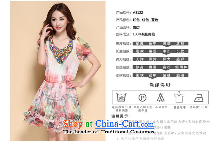 2015 XL temperament Women's Summer manually diamond chiffon billowy flounces dress code large blue XL Photo, prices, brand platters! The elections are supplied in the national character of distribution, so action, buy now enjoy more preferential! As soon as possible.