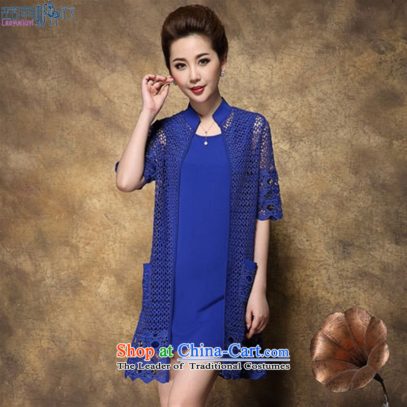 2015 Summer new thick MM video thin temperament two kits dresses temperament engraving large large blue skirt XXXL, code in accordance with the EIA rain blue , , , shopping on the Internet