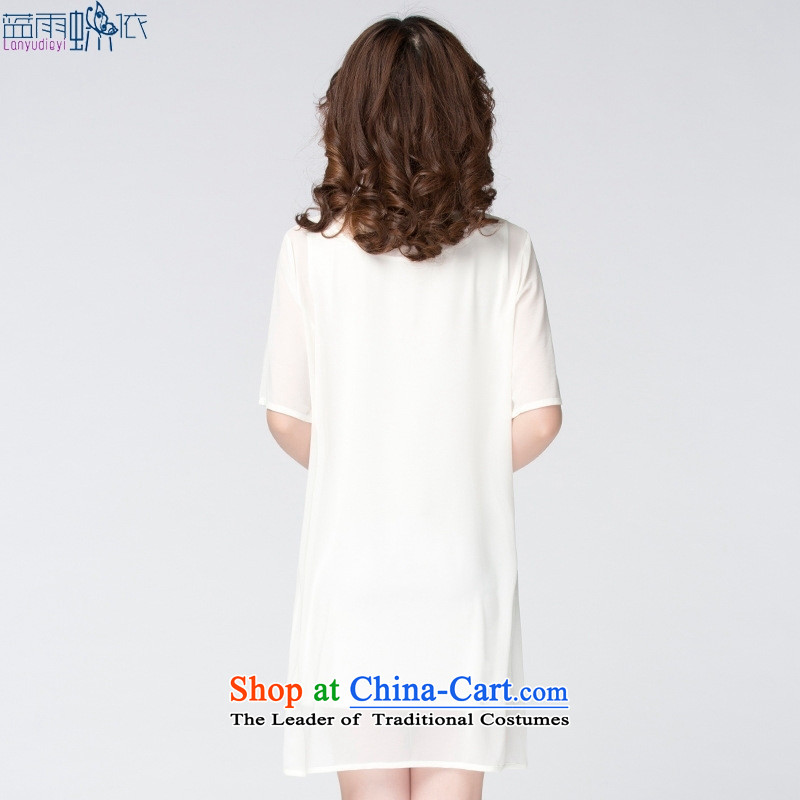 2015 Summer new large Korean cuff two kits thick mm chiffon relaxd dress code, L, a large white rain butterfly according to , , , shopping on the Internet