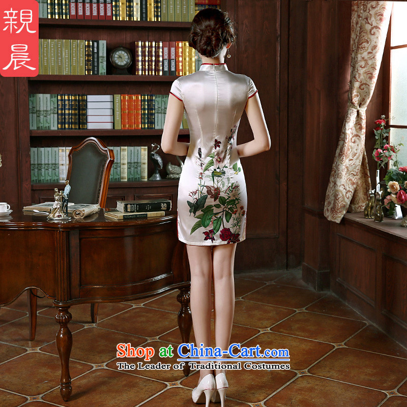 The pro-am silk cheongsam dress upscale 2015 new summer short of dresses herbs extract routine female improved picture color 2XL, pro-am , , , shopping on the Internet