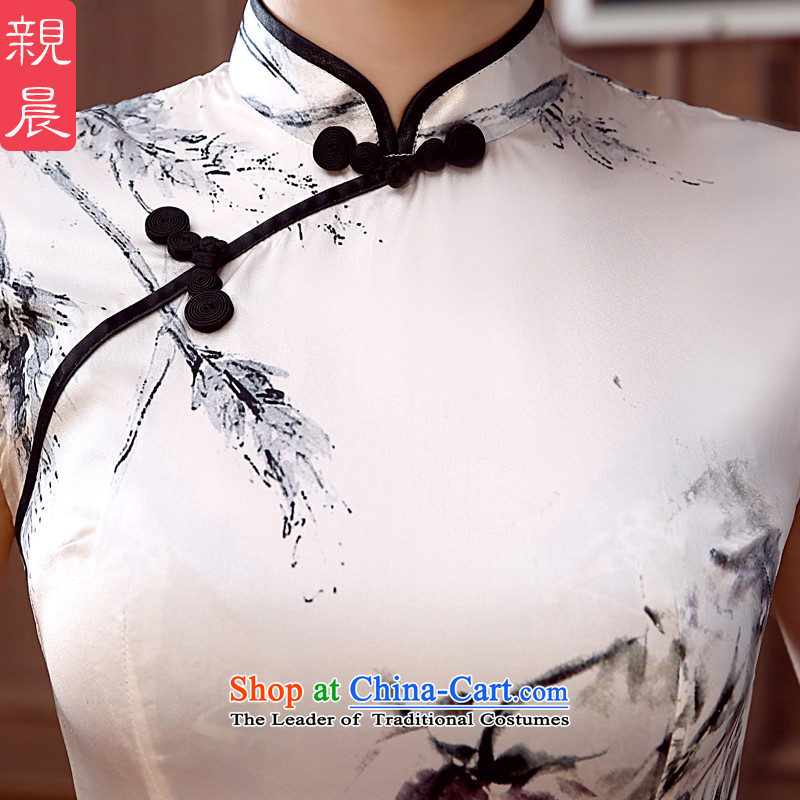 The pro-am Silk Cheongsam 2015 new dresses female-to-day short of herbs extract summer cheongsam dress short, M, stylish improved pro-am , , , shopping on the Internet