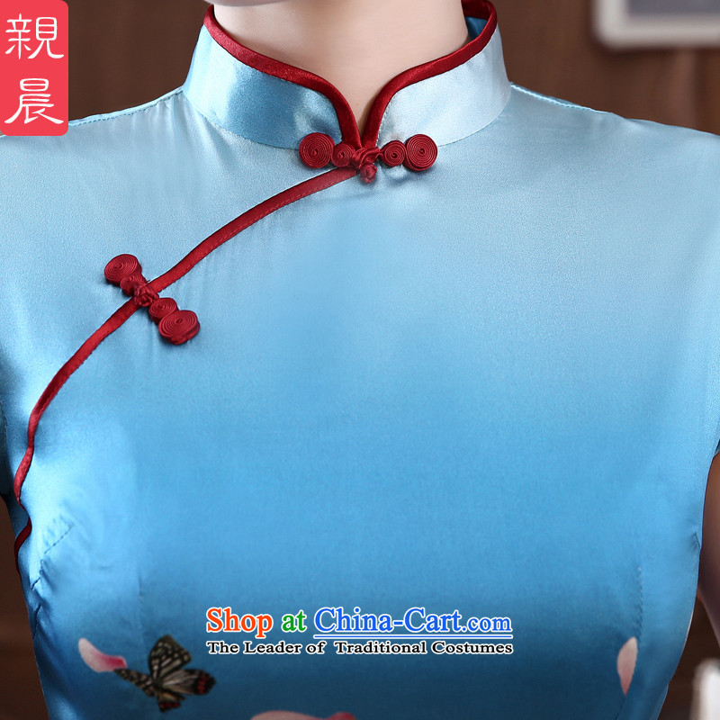 The pro-am Silk Cheongsam Summer 2015 new dresses female short of daily herbs extract cheongsam dress improved picture color M-style morning shopping on the Internet has been pressed.