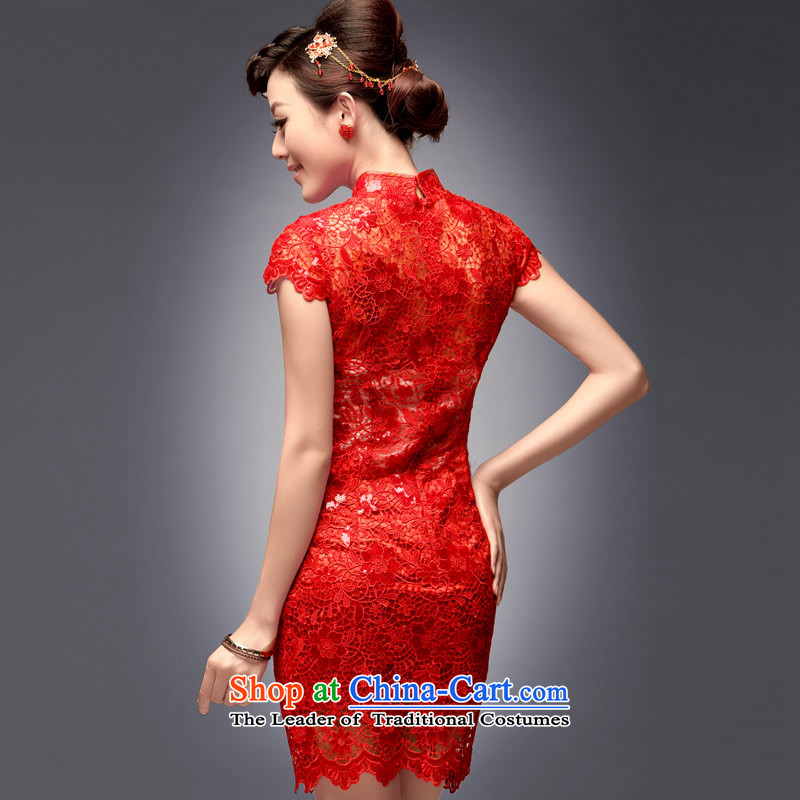 Eason Chan in summer and autumn replace short-bride dress retro improved lace red bows Services 2015 summer short of the new Marriage cheongsam dress red XXL payment for about a week shipment, Eason Chan point , , , shopping on the Internet