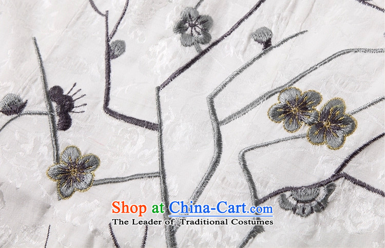 The    2015 law, surplus spring and summer new Short Sleeve V-Neck embroidered Phillips-head nails pearl crowsfoot petticoats embroidery cheongsam #1123 short white L picture, prices, brand platters! The elections are supplied in the national character of distribution, so action, buy now enjoy more preferential! As soon as possible.