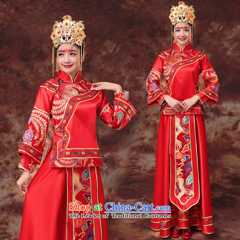 Martin Taylor show Wo Service 2015 New Chinese wedding dress costume wedding red dragon wedding gown use hi-long qipao autumn red S, Martin (TAILEMARTIN Taylor) , , , shopping on the Internet