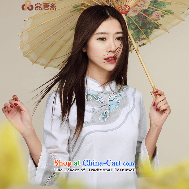 No. of Ramadan 2015 Autumn Load Tang new ethnic retro cotton linen Tang dynasty blouses White?M