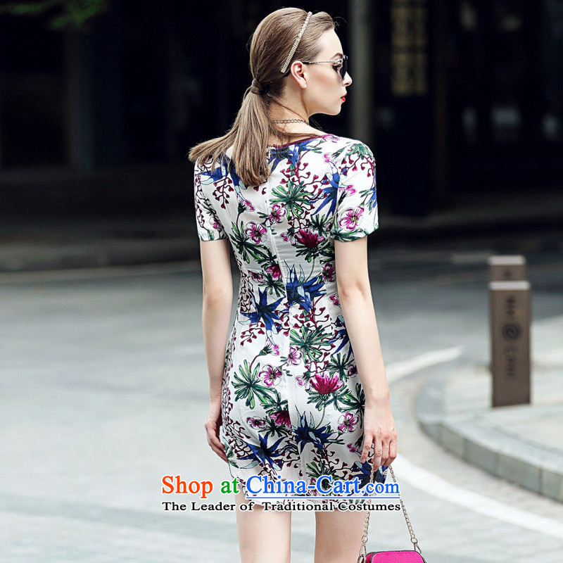 New Female decorated caynova2015 body graphics skinny fresh silk cheongsam dress color picture stamp l,caynova,,, shopping on the Internet