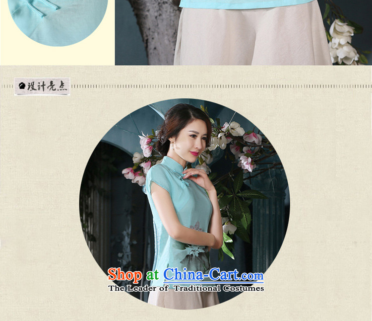 At 2015 new pro-summer cotton linen Chinese daily retro improved Tang Dynasty Package of ethnic female qipao shirt short-sleeved T-shirt +P0011 skirts M picture, prices, brand platters! The elections are supplied in the national character of distribution, so action, buy now enjoy more preferential! As soon as possible.