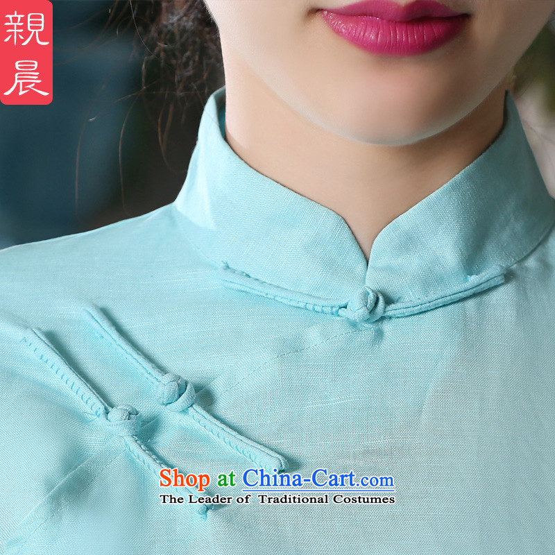 At 2015 new pro-summer cotton linen Chinese daily retro improved Tang Dynasty Package of ethnic female qipao shirt short-sleeved T-shirt +P0011 skirts , M, PRO-AM , , , shopping on the Internet