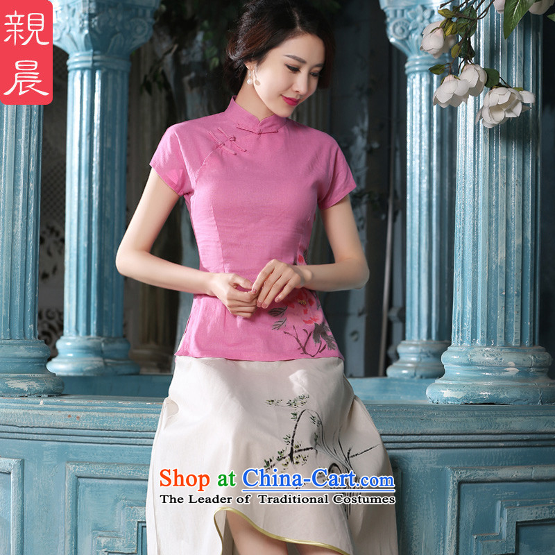 At 2015 new pro-summer and the relatively short time of daily improved retro cotton linen dresses short-sleeved T-shirt qipao female clothes +P0011 skirts , M, PRO-AM , , , shopping on the Internet