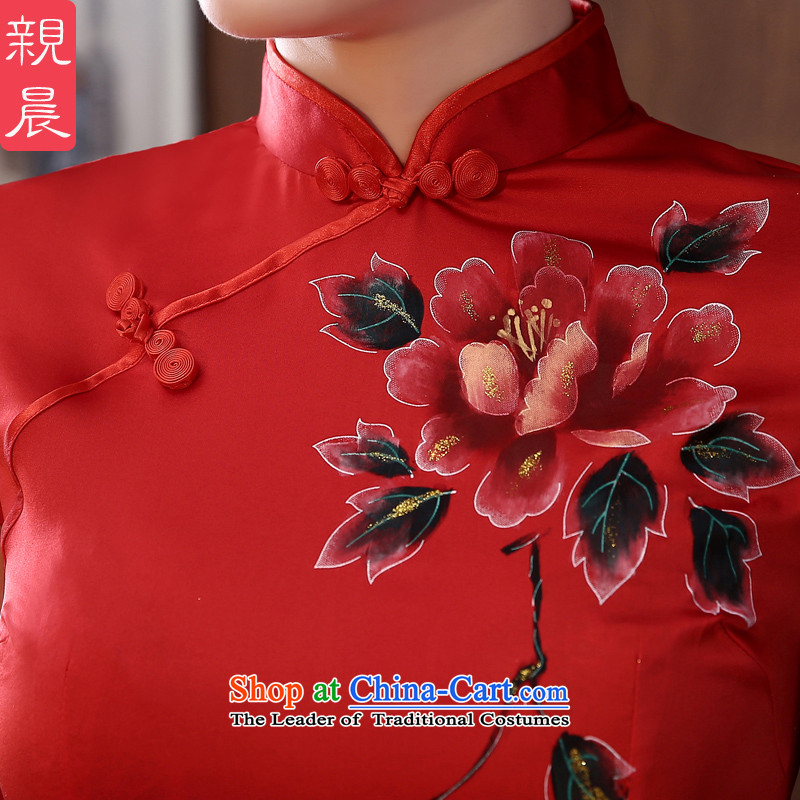 The pro-am daily new 2015 retro herbs extract spring and summer short stylish improved quality Silk Cheongsam Sau San short, L, pro-am , , , shopping on the Internet
