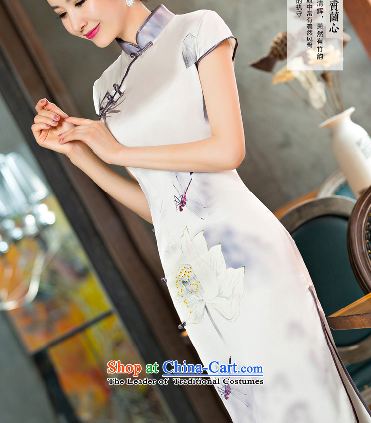 The new 2015 pro-morning long white lotus daily improved cheongsam dress female summer stylish short-sleeved cheongsam dress long L picture, prices, brand platters! The elections are supplied in the national character of distribution, so action, buy now enjoy more preferential! As soon as possible.