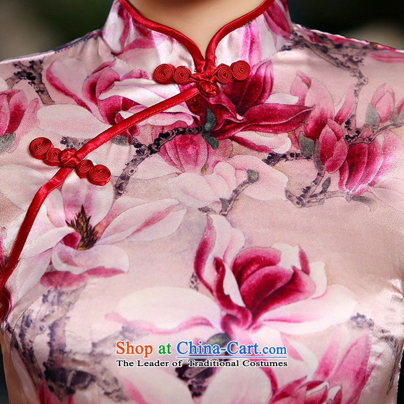 Qipao skirt improved new summer 2015, stylish short, sauna Jamsil Sau San Silk Dresses Q1141 pink S, Jessica (jessica han) covered by , , , shopping on the Internet