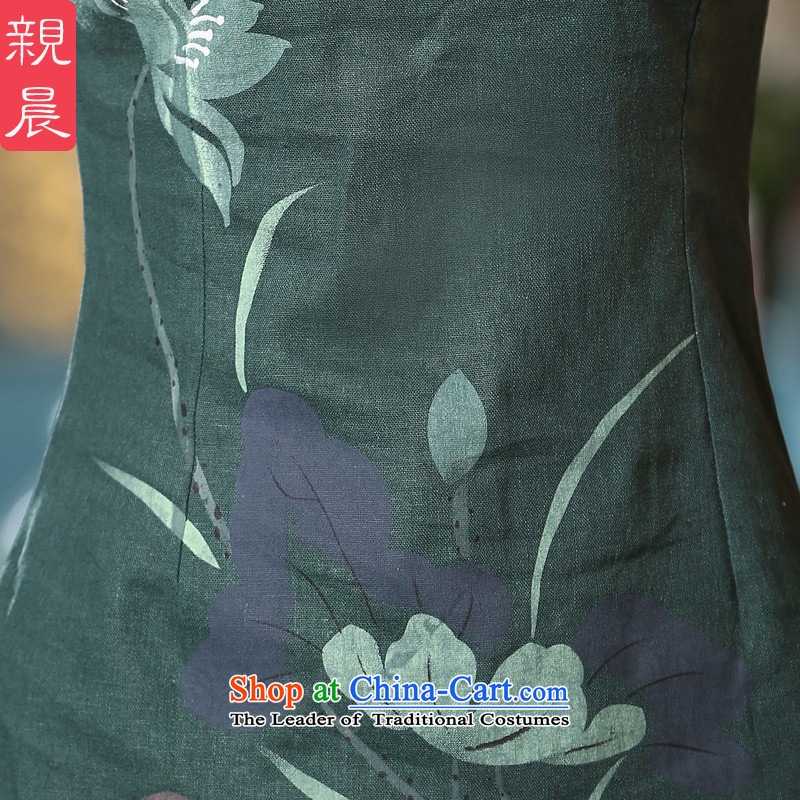 The pro-am new daily improved cotton linen flax retro Tang tray clip stylish qipao short-sleeved T-shirt shirts cheongsam dress +P0011 skirts , L, pro-am , , , shopping on the Internet