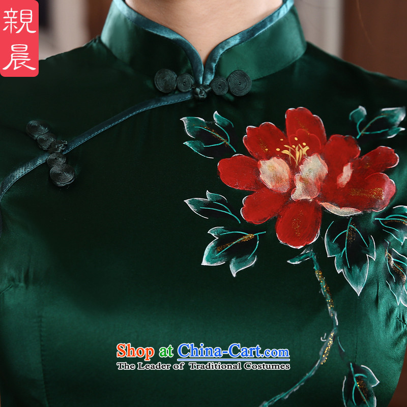 At 2015 new parent cheongsam dress summer short, improved stylish dresses Girl Exclusive heavyweight herbs extract silk picture color 2XL, pro-am , , , shopping on the Internet