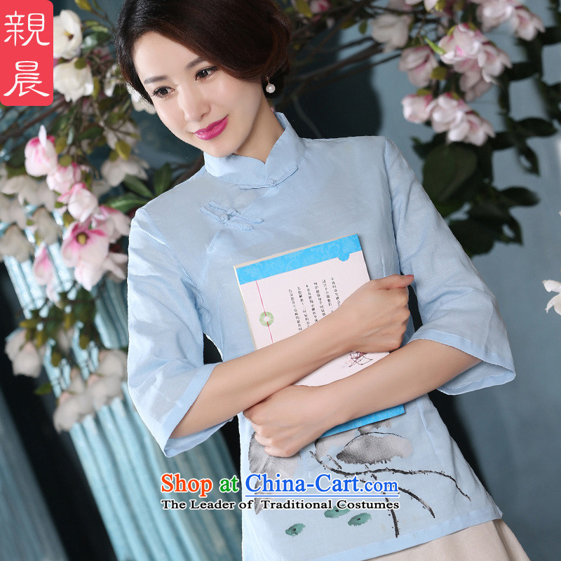 At 2015 new parent in summer and autumn in the day-to-day long, with improvement in the retro-sleeved cotton linen dresses qipao shirt shirt +P0011 skirts XL, pro-am , , , shopping on the Internet