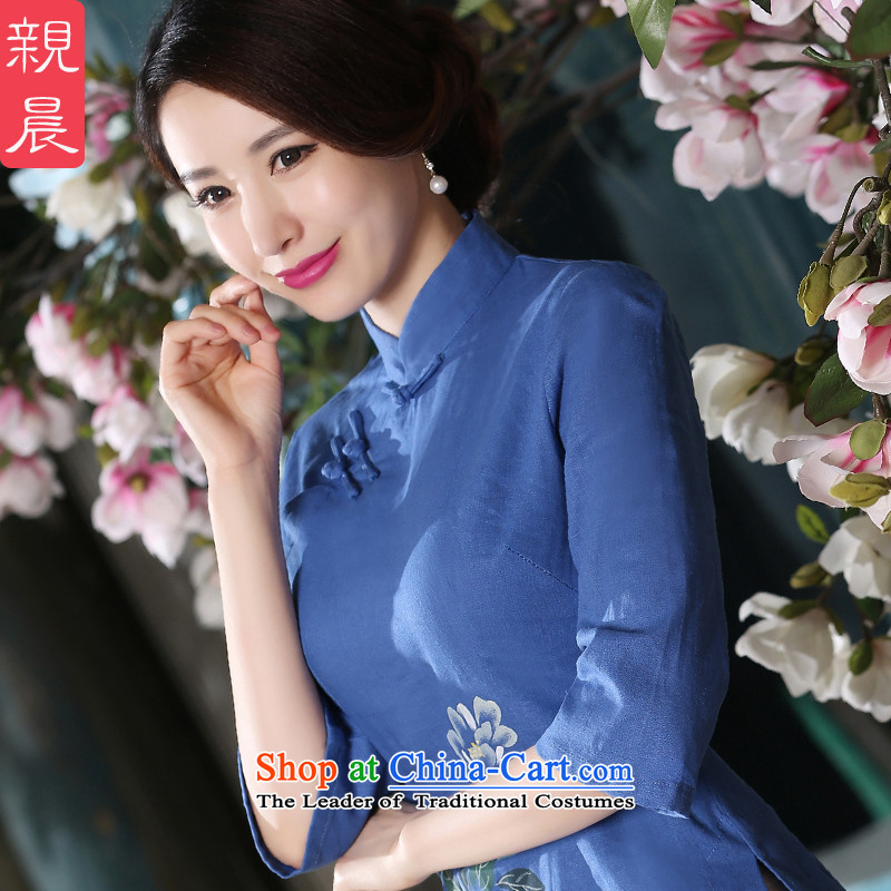At 2015 new parent in summer and autumn day retro improvement by replacing long cotton linen dresses qipao female clothes shirt?2XL