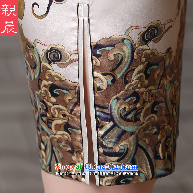 At 2015 new pro-summer daily improvements qipao stylish silk short, Retro herbs extract, dresses, M, PRO-AM short shopping on the Internet has been pressed.